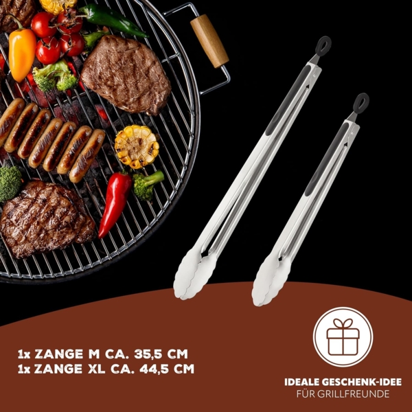 bremermann Grillzange Grillzangen 2er-Set, ca. 44,5 (XL) und 35,5 (M) cm Länge, Edelstahl Bild 6