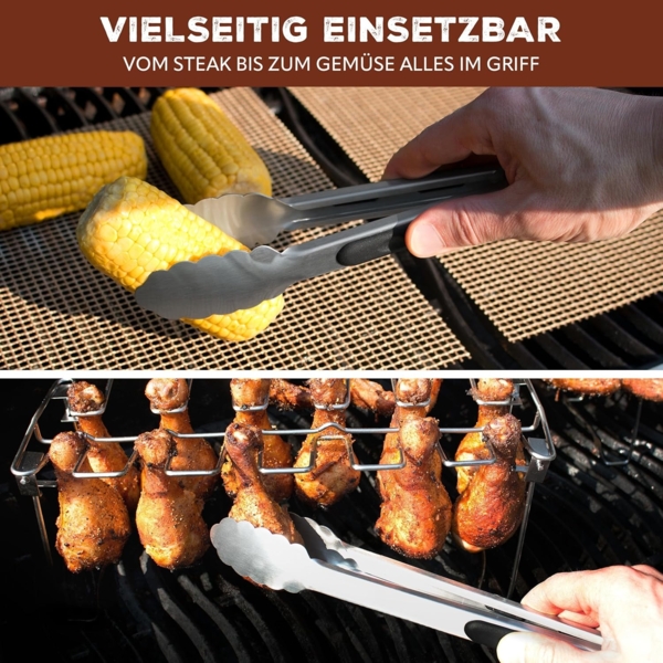 bremermann Grillzange Grillzangen 2er-Set, ca. 44,5 (XL) und 35,5 (M) cm Länge, Edelstahl Bild 4