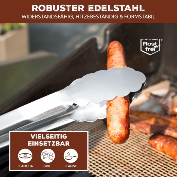 bremermann Grillzange Grillzangen 2er-Set, ca. 44,5 (XL) und 35,5 (M) cm Länge, Edelstahl Bild 3