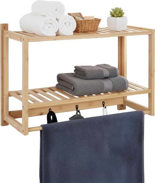 Wandregal Bad mit Haken & Handtuchstange 10051739