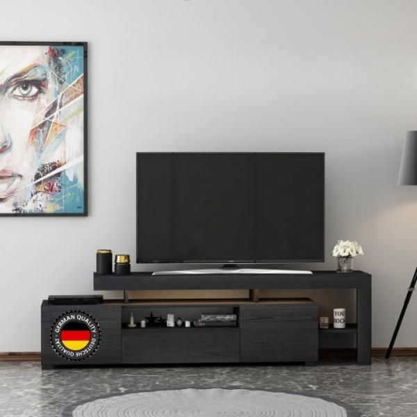 TV Lowboard Schwarz mit LED Beleuchtung 9055