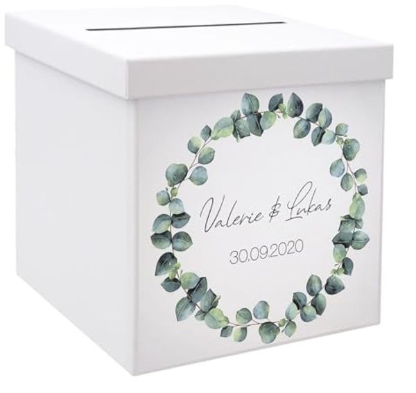 ZauberDeko Geschenkbox Briefbox Kartenbox Hochzeit Eukalyptus Geburtstag Personalisiert