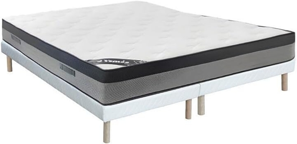 Vente-unique - Bett-Set 180 x 200 cm, Polsterbett + Hybridmatratze 7-Zonen-Taschenfederkern & Memory-Schaum, Höhe 30 cm - ILYROS von YSMÉE