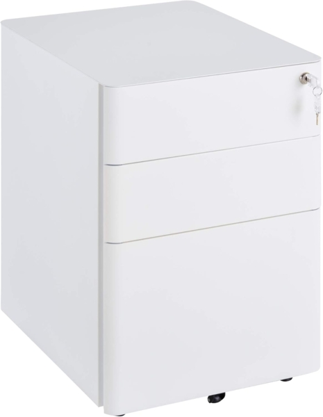 Vinsetto Rollcontainer mobiler Aktenschrank mit 3 Schubladen, (Aufbewahrungsschrank, 1 St, Büroschrank), Stahl, Weiß, 39 x 48 x 59 cm