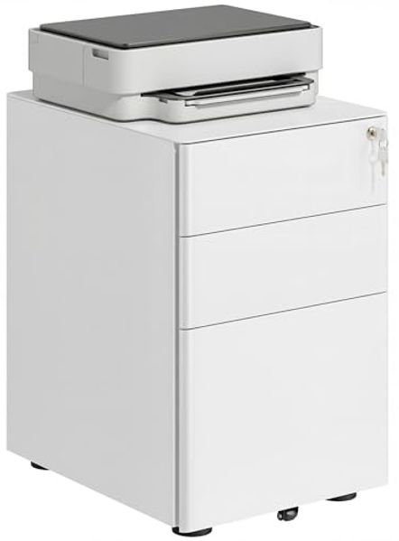 Vinsetto Rollcontainer mobiler Aktenschrank mit 3 Schubladen, (Aufbewahrungsschrank, 1 St, Büroschrank), Stahl, Weiß, 39 x 48 x 59 cm