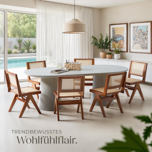 tectake Esszimmerstuhl Holzstuhl Lissy mit Wiener Geflecht im Boho-Stil (Set, 1 St), Große Rückenlehne und Sitzfläche ohne Armlehnen Bild 2