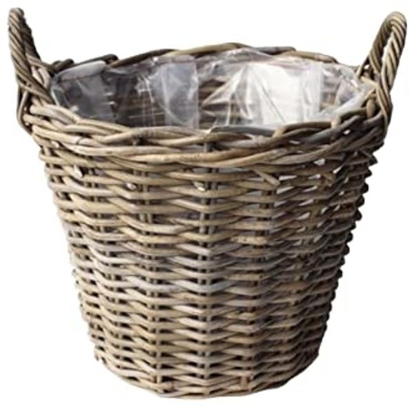 Van der Leeden Weidenkorb Blumenkorb Blumentopf Pflanzkübel Rattan Weide 35x25cm (Stück, 1 St, Packung), Rattankorb, Naturprodukt, Pflanzenkorb, mit Innenfolie