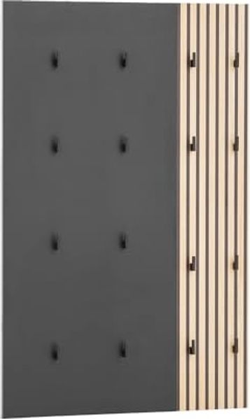 Lomadox Garderobenpaneel ALTAMURA-80, erweiterbare Garderobe Kleiderhaken modern schwarz matt, Eiche Natur