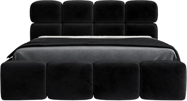 Polsterbett MONAKO 180x200 mit Matratze, Bettkasten und Lattenrost. Farbe: Schwarz 20