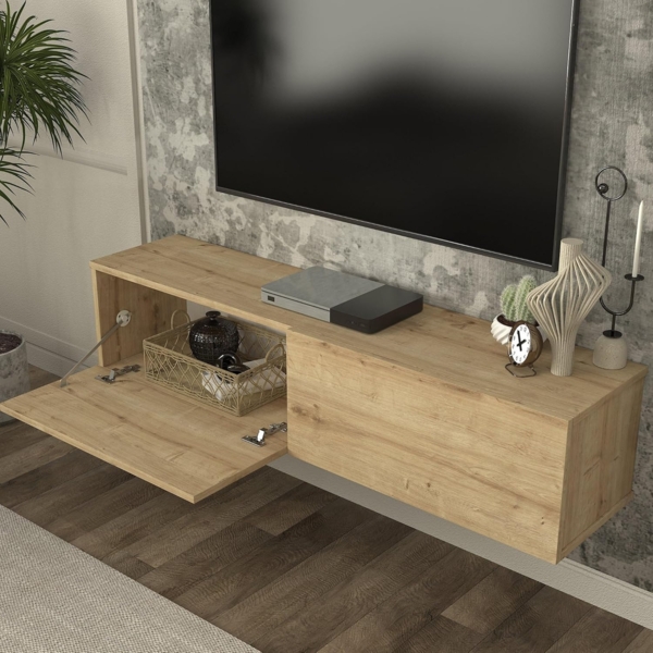 TV-Lowboard hängend Nolven 135 x 32 x 30 cm Eicheoptik [en. casa] Bild 4