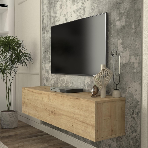 TV-Lowboard hängend Nolven 135 x 32 x 30 cm Eicheoptik [en. casa] Bild 5
