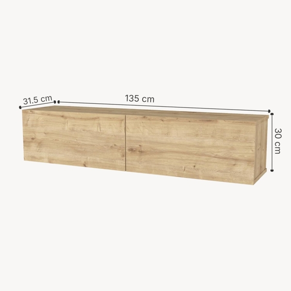 TV-Lowboard hängend Nolven 135 x 32 x 30 cm Eicheoptik [en. casa] Bild 7