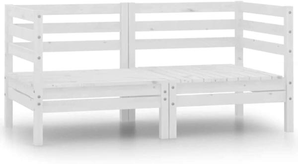 vidaXL 2-Sitzer-Gartensofa Weiß Kiefer Massivholz 3082388