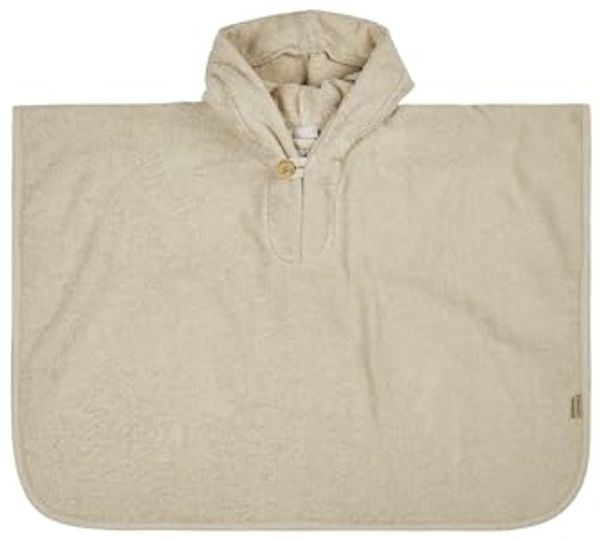 Sterntaler Poncho Dino Rexi - Kinder Badeponcho aus saugfähiger Baumwolle - Badetuch Poncho zum einfachen drüberziehen - Baby Badeponcho mit niedlichen Zacken auf der Kapuze, beige