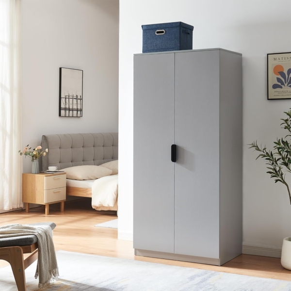 Kleiderschrank Eiselfing 176 x 80 x 52 cm 4 Fächer Grau [en. casa]