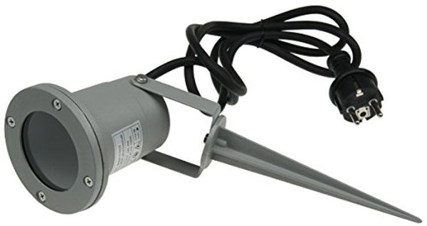 Aussen-Strahler mit Erdspieß IP65, 1,5m Kabel, GU10, Silber/Grau