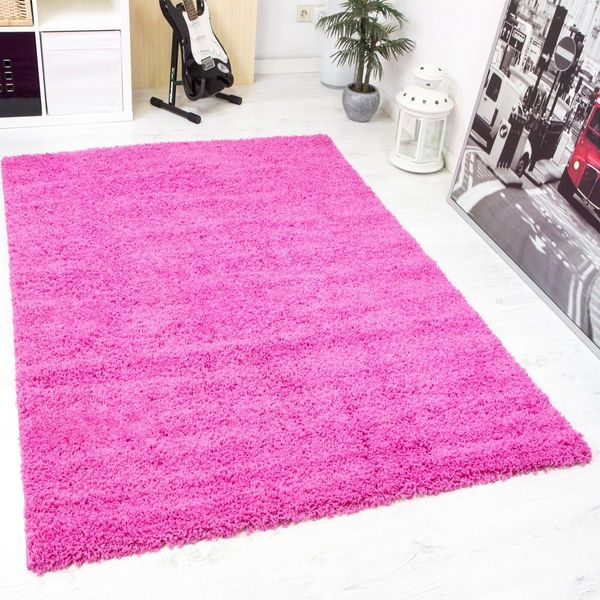 Vimoda Hochflor-Teppich Prime Shaggy Langflor Teppich pink, Rund, Höhe: 30 mm, Einfarbig Modern Läufer Pink Rosa