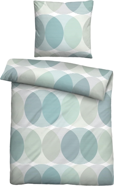 biberna Tencel Bettwäsche 0474493 KREISE, aqua, 1x 155x220 cm + 1x 80x80 cm