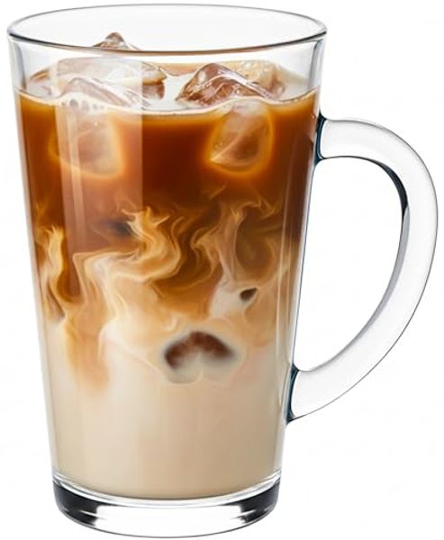 KONZEPT Gläser-Set 6-teilig Latte Macchiato – 300 ml Kaffeetassen, 6-tlg, aus Glas mit Henkel, hitzebeständig & spülmaschinengeeignet