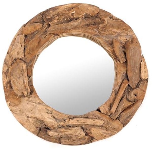 DESIGN DELIGHTS Wandspiegel RUNDER SPIEGEL "Holz massiv 60", Treibholz, Ø 60 cm, Wandspiegel