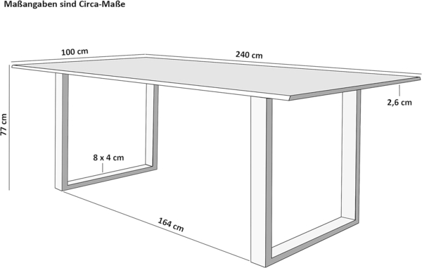 SAM Esszimmertisch 240x100 cm Quinn, echte Baumkante, nussbaumfarben, massiver Esstisch aus Akazienholz, Metallbeine Silber, Baumkantentisch, FSC® 100% Zertifiziert Bild 3