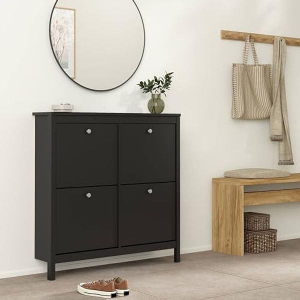 Dmora - Schuhschrank Laurence, Schuhregal, Mehrzweck-Eingangsgarderobe, Möbel für Schuhe, 103x25 h103 cm, Schwarz
