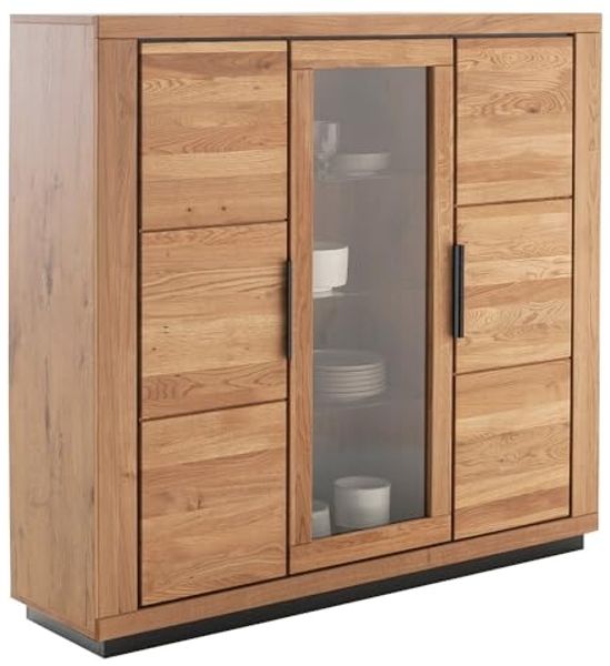 Lomadox Highboard GIUSTINO-06, Eiche teilmassiv geölt, Massivholzfronten, 153cm breit