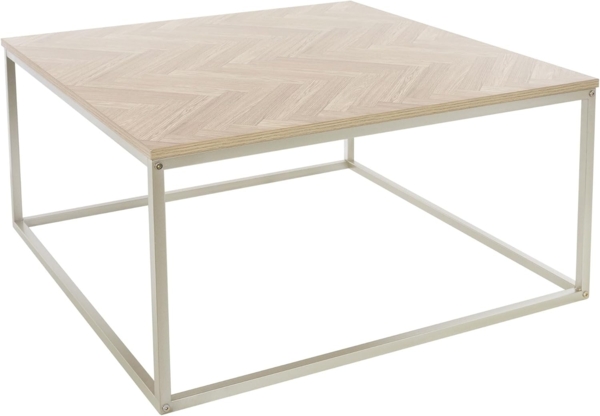 ML-DESIGN Couchtisch Wohnzimmertisch moderner Dekotisch Design Beistelltisch für Wohnräume, Sofatisch Fischgrätenmuster laminierte Spannplatte / Stahl, Eiche