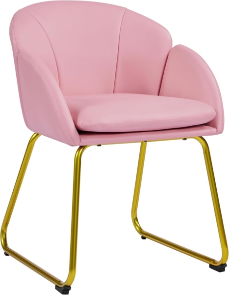 Yaheetech Esszimmerstuhl modern, Küchenstuhl in Blumenform, Sessel Polsterstuhl mit Metallbeinen Gold, für Wohnzimmer/Esszimmer Hellrosa