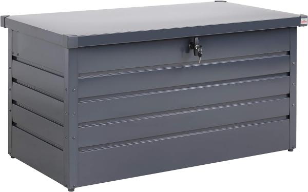 Gardebruk Gartentruhe aus pulverbeschichtetem Metall, 360L, abschließbar, grau, 120 x 62 x 63 cm