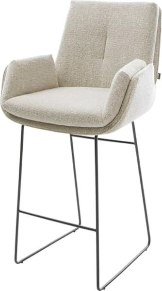 Barstuhl Clea-Flex Webstoff Soft Beige Kufengestell Metall Schwarz
