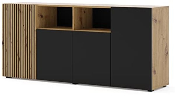 AURIS 4D Kommode 180 cm Artisan Eiche / Schwarz matt