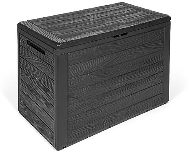 Kreher Kissenbox 'Wood' in Holz Optik, Anthrazit (Größe wählbar), Holzoptik