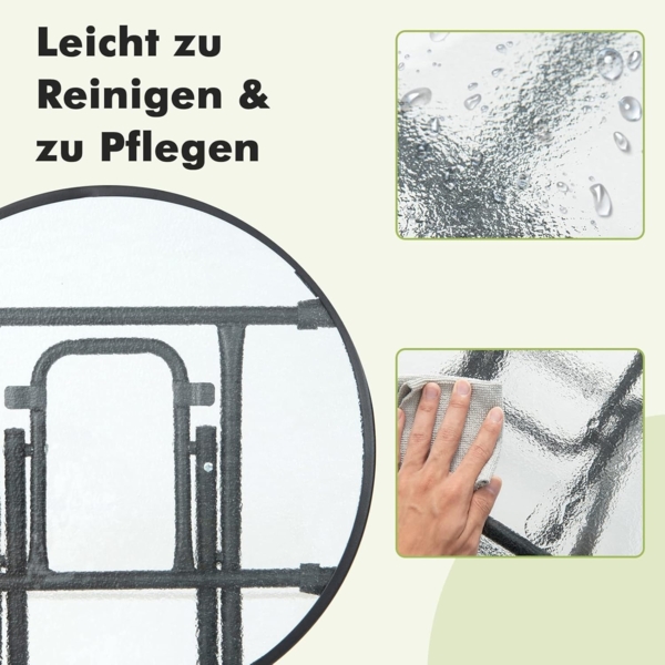 FANTASK Klappbar Beistelltisch, Klein Balkontisch wetterfest mit Tischplatte aus gehärtetem Glas, Kaffeetisch für Balkon, Garten, Terrasse, 46 x 46 x 47 cm, Transparent + Schwarz Bild 4