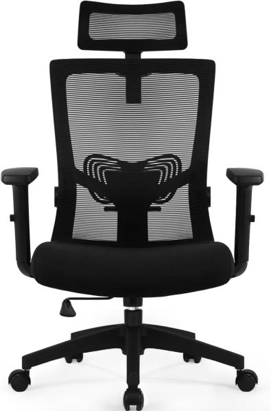 Daccormax Bürostuhl,Ergonomischer Schreibtischstuhl mit 5er Set Hartbodenrollen, Verstellbarer Kopfstütze, Armlehnen, Lendenwirbelstütze, Chefsessel aus Mesh,Rückenschonend,Bürostuhl 150kg