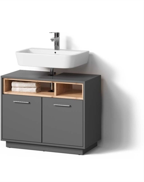 Livinity® Waschbeckenunterschrank Temo, Anthrazit, 80 x 64 cm