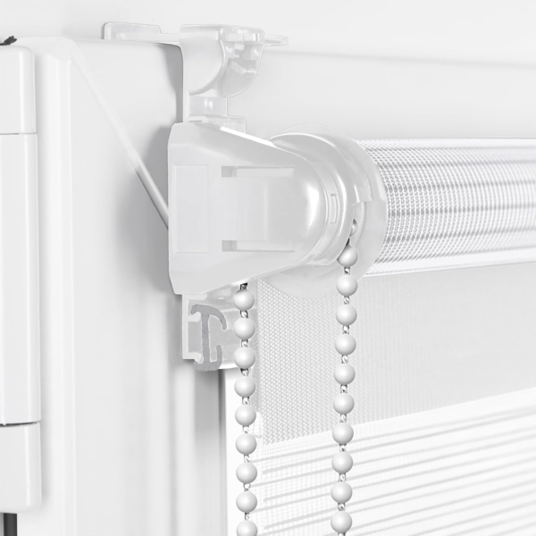 Doppelrollo Klemmfix ohne Bohren 50x130 cm Weiß Duo Rollo Klemmrollo Sonnenschutzrollo Fensterrollo für Fenster & Türen Zebrarollo Seitenzugrollo Bild 2