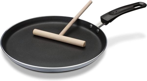 GSW grau/schwarz 456722 Aluminium Crepe-Pfanne Induktion 26cm-inkl. Teigverteiler, 26 cm, 2-Einheiten