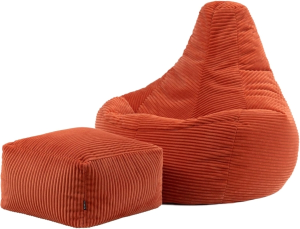 icon Sitzsack Sessel mit Liege aus Cord „Dalton“ mit Hocker (Spar-Set, 1 x Sitzsack, 1 x Fußhocker), Sitzsack XXL Gaming Sitzsack, Made in Germany, für Erwachsene & Kinder