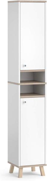 Vicco Hochschrank Badschrank Regalschrank Senyo Sonoma/Weiß Badezimmer Badmöbel