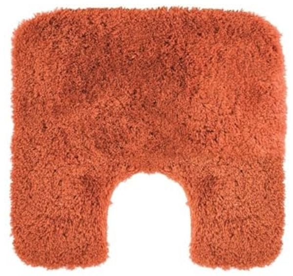 spirella Badematte Bree | kuscheliger Hochflor | Rutschfester Badvorleger | viele Größen | waschbar 40° | 55x55 cm mit WC Ausschnitt | Terracotta