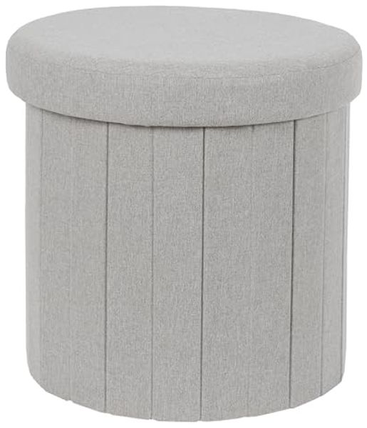 HOME DECO FACTORY, HD0196, graue Faltbare Ottoman-Truhe, Pillen-Modell, Möbel, Sitz, Faltbare Truhe und Bank, 38 x 38 x 38 cm, Sitzhöhe 38 cm, grau