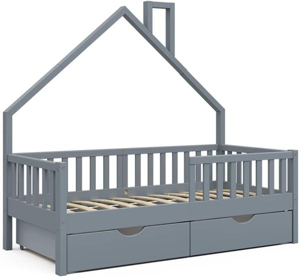 VitaliSpa Hausbett Kinderbett Spielbett Noemi 80x160cm Schubladen Rausfallschutz