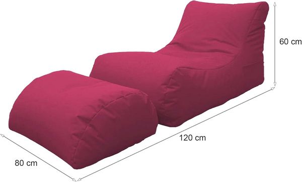 Dmora Moderne Chaiselongue fürs Wohnzimmer, Made in Italy, Sessel mit Fußstütze aus Nylon, Gepolsterter Sitzpuff für Schlafzimmer, 120x80h60 cm, Farbe Fuchsia Bild 3