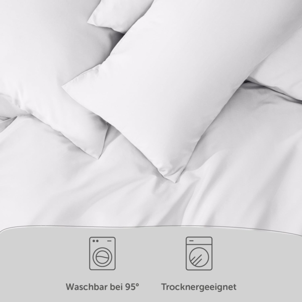 Blumtal Bettwäsche 135x200 4teilig - aus Atmungsaktivem Mikrofaser - 2X Bettbezug 135x200 cm + 2X Kissenbezüge 80x80 cm - Superweiches Bettwäsche-Set, Oeko-Tex Zertifiziert - Weiß Bild 5
