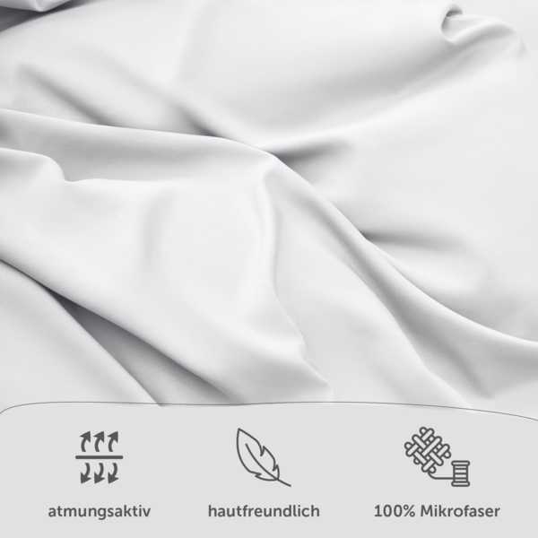 Blumtal Bettwäsche 135x200 4teilig - aus Atmungsaktivem Mikrofaser - 2X Bettbezug 135x200 cm + 2X Kissenbezüge 80x80 cm - Superweiches Bettwäsche-Set, Oeko-Tex Zertifiziert - Weiß Bild 2
