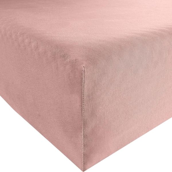 ESTELLA Spannbetttuch Feinjersey | rosa | 150x200 cm | passend für Matratzen 140-160 cm (Breite) x 200 cm (Länge) | trocknerfest und bügelfrei | 100% Baumwolle