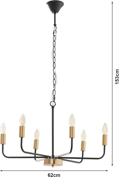 Kronleuchter Bishop Metall Schwarz/Messingfarben [lux. pro] Bild 5