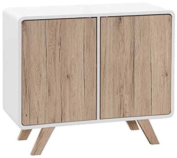 Sideboard weiß / heller Holzfarbton 2 Türen MILO