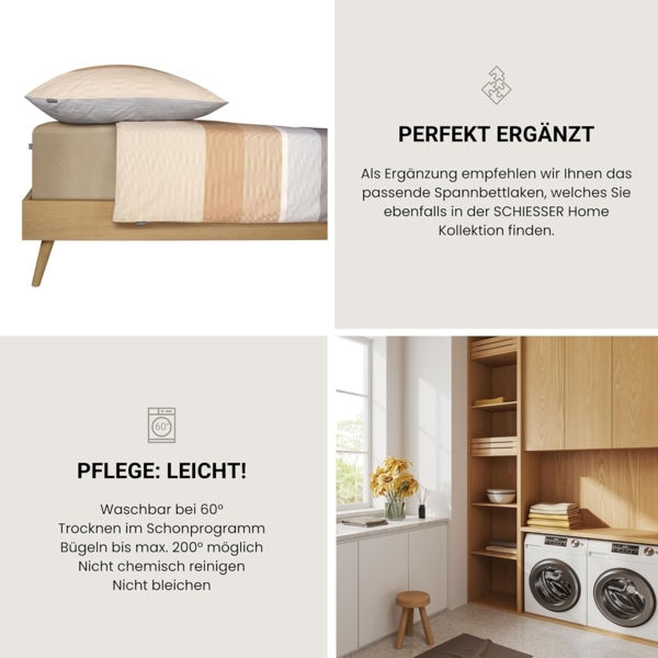 Schiesser Bettwäscheset Endy Stripes - Renforcé - 2-teilig - 135 x 200 cm - Sand Bild 5